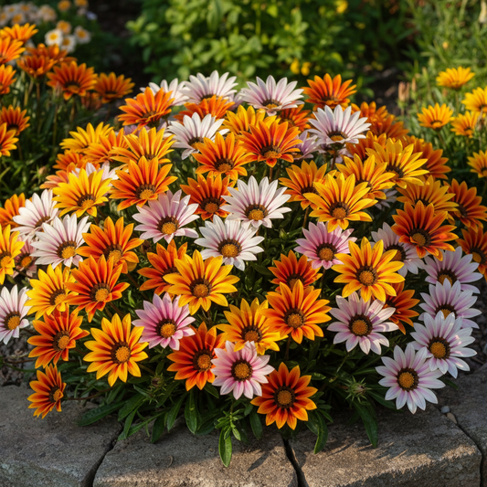 Gazania Mixed Color Hybrid Plant in Full Bloom in Garden