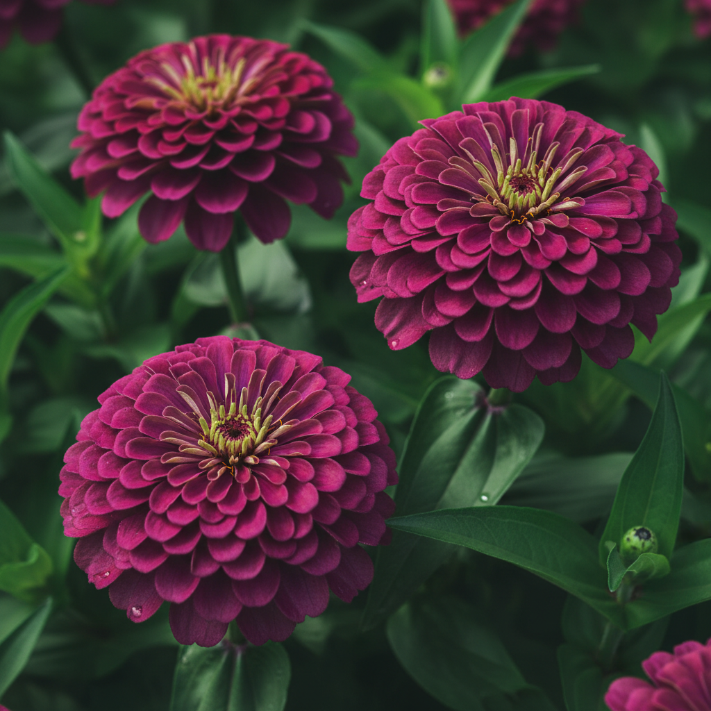 Zinnia Double Purple Hybrid Flower Close-up