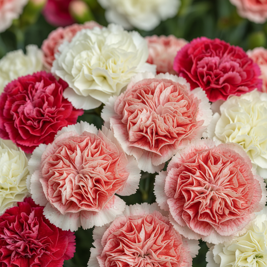 Carnation Giant Chabaud Mixed Color Flowers Close-up