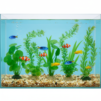 6 in 1 artificial plastic aquarium plants 4 inch in fish tank with tropical fish