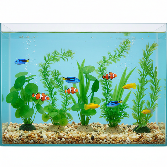 6 in 1 artificial plastic aquarium plants 4 inch in fish tank with tropical fish