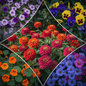 Winter Flower Combo Pack Garden Scene - Zinnia, Petunia, Pansy, Nasturtium and Cineraria