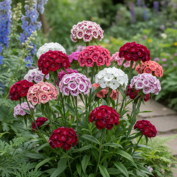 Sweet William Mixed Color Plant with Dense Fragrant Flower Clusters in Garden