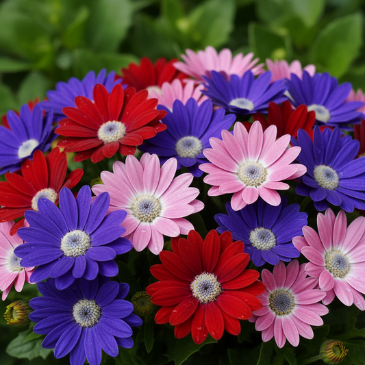 Cineraria Mixed Color Flowers Close-up
