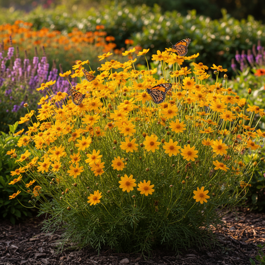 Coreopsis Tickseed Plant with Golden Yellow Blooms in Garden