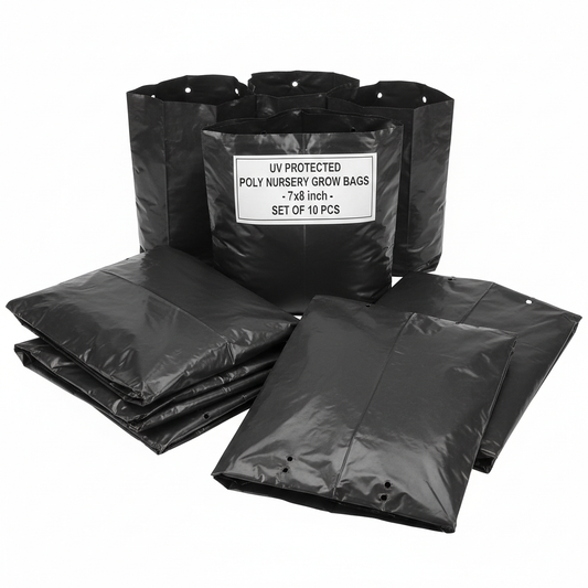 Black UV Protected Poly Nursery Plant Bags 7x8 inch Pack of 10