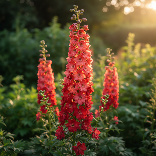 Larkspur Fire Mixed Color Plant with Tall Fiery Bloom Spikes