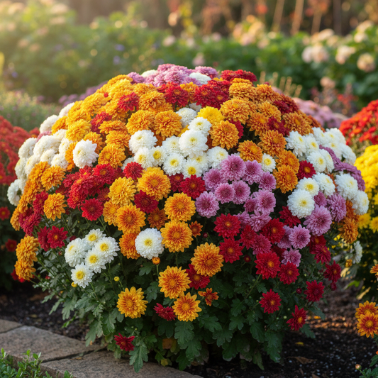 Chrysanthemum Double Mixed Color Plant in Full Bloom