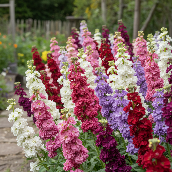 Stock Matthiola Incana Mixed Color Plant with Tall Fragrant Bloom Spikes