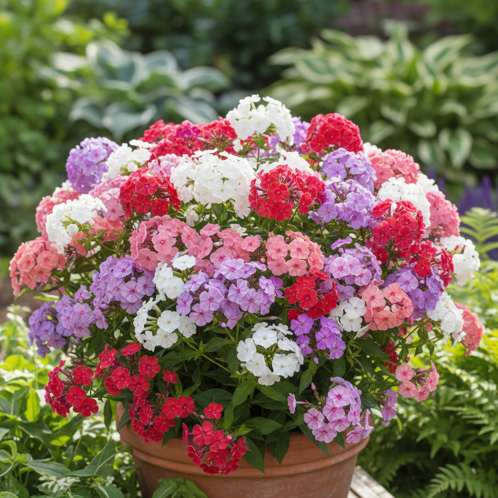 Phlox Mixed Color Plant with Dense Fragrant Flower Clusters in Garden