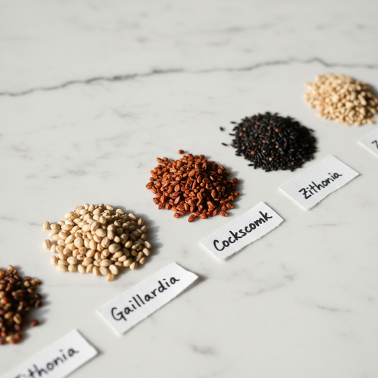 Summer Flower Seeds Combo - Seeds Close-up Flat Lay