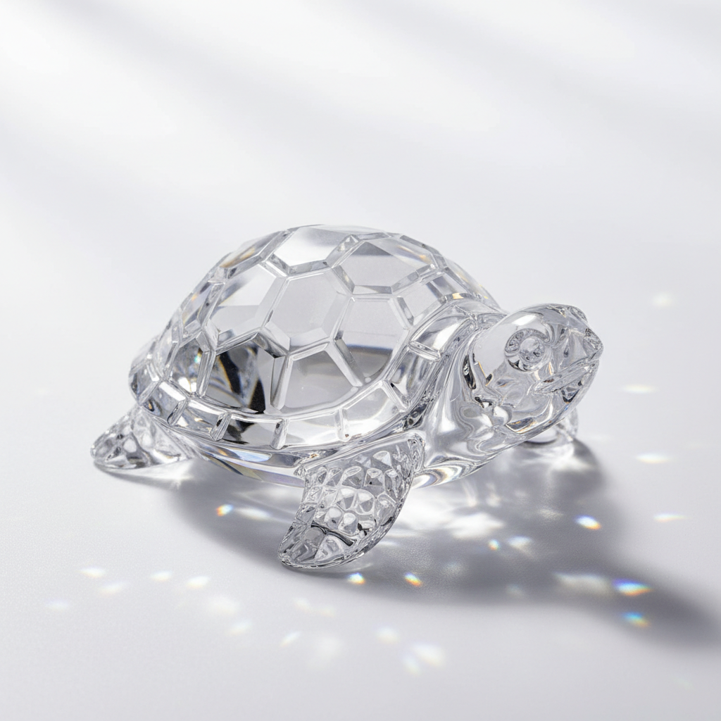 Crystal glass turtle figurine feng shui decorative showpiece with rainbow prism light effect