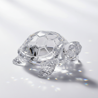 Crystal glass turtle figurine feng shui decorative showpiece with rainbow prism light effect