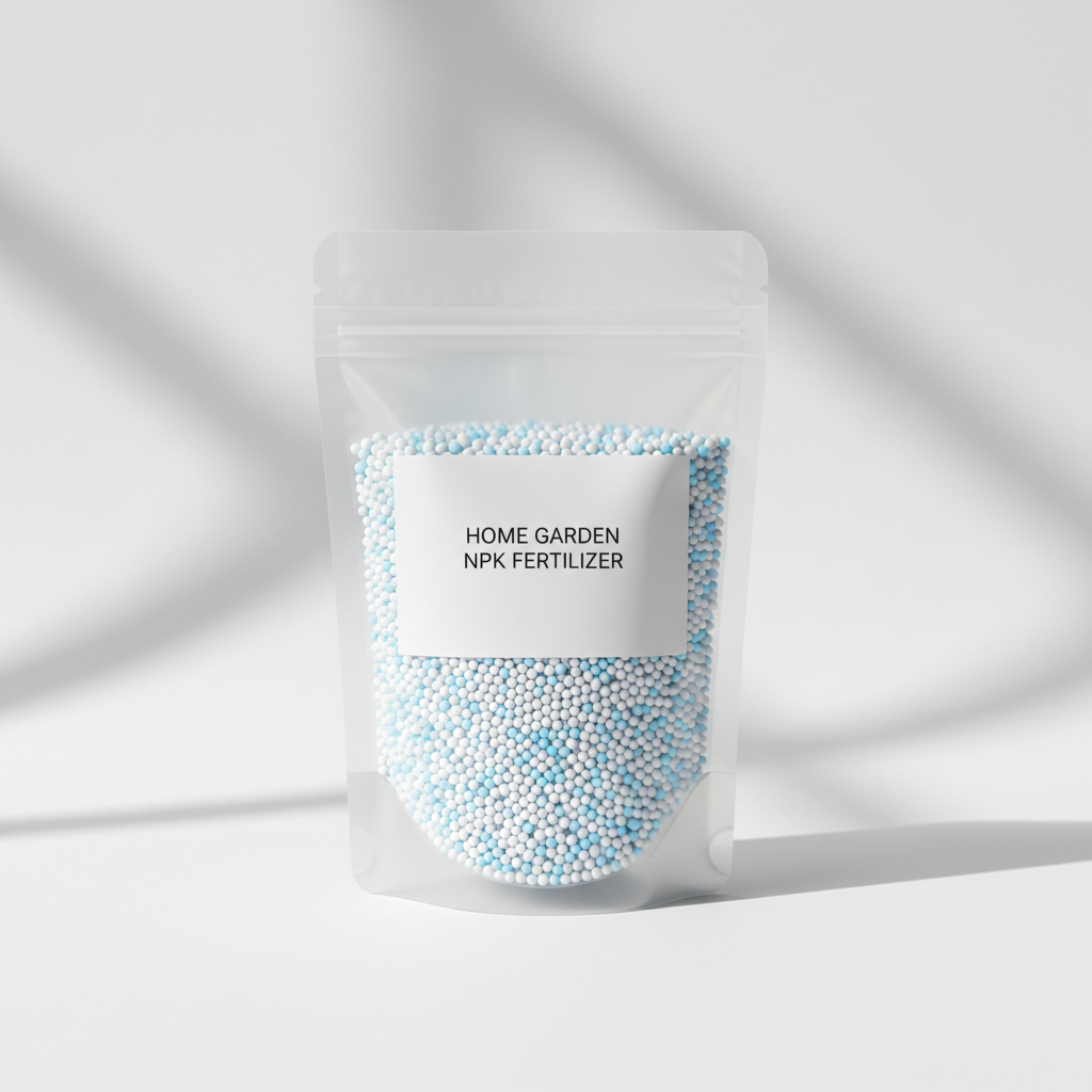 NPK fertilizer in transparent resealable pouch