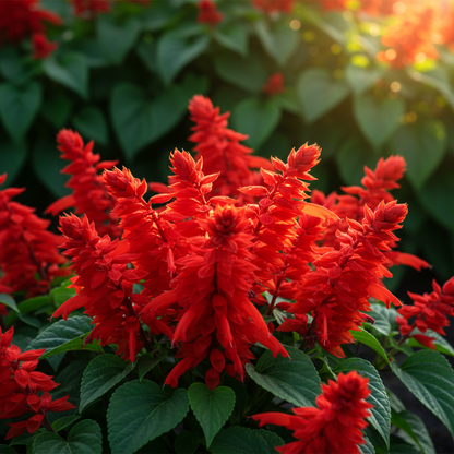 Salvia Bon Fire Red Flower Spikes Close-up