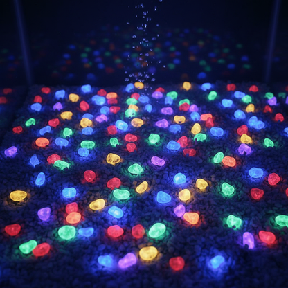 Glow in the Dark Rainbow Pebble Stones 200 Pcs 1x1cm for Aquarium Garden