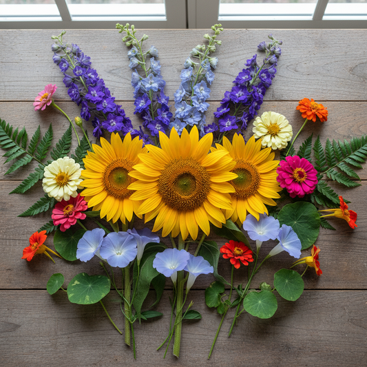 Flower Seeds Combo Pack - 5 Varieties Flat Lay
