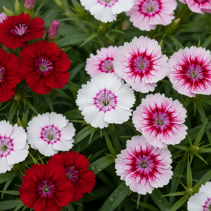 Dianthus Mixed Color Flowers Close-up