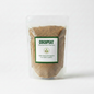 Light brown fluffy cocopeat coir pith in transparent resealable pouch