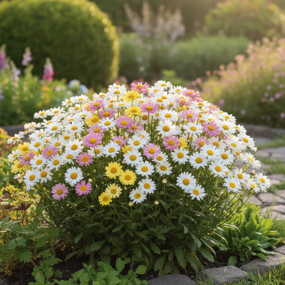 Daisy White Mixed Color Plant in Full Bloom in Garden