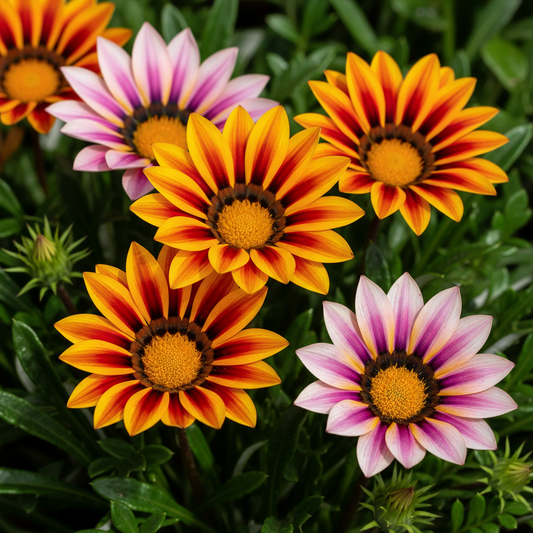 Gazania Mixed Color Hybrid Flowers Close-up