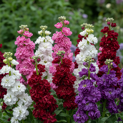 Stock Matthiola Incana Mixed Color Double Flowers Close-up