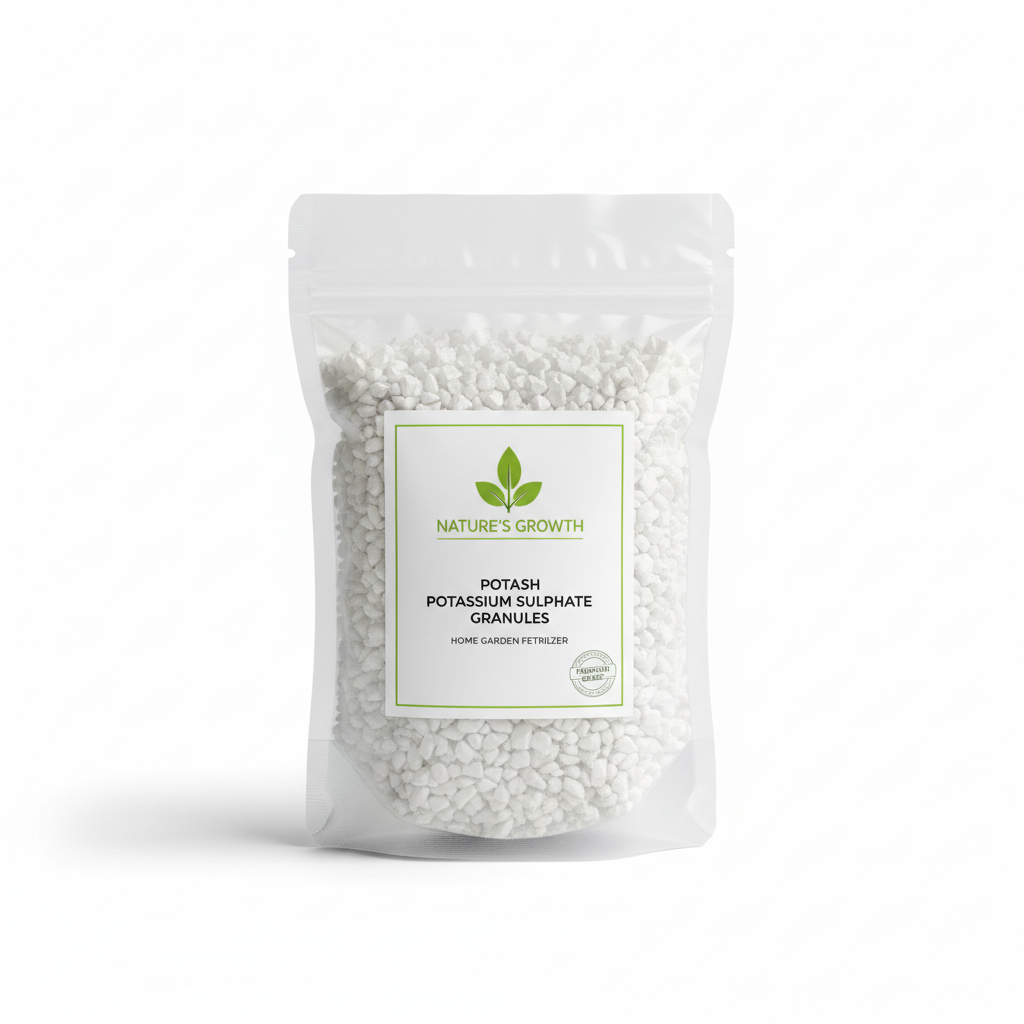 Potash potassium sulphate in transparent resealable pouch