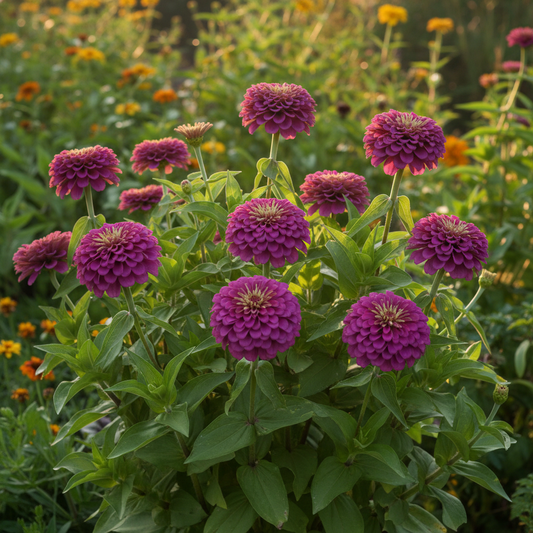 Zinnia Double Purple Hybrid Plant in Full Bloom
